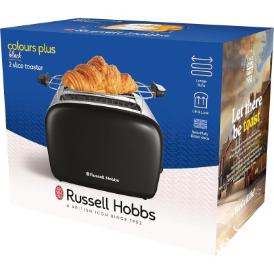 Тостер Russell Hobbs Colours Plus 1600Вт, підігрів, розморожування, метал., чорний (26550-56) Тостер Russell Hobbs Colours Plus 1600Вт, підігрів, розморожування, метал., чорний (26550-56)
