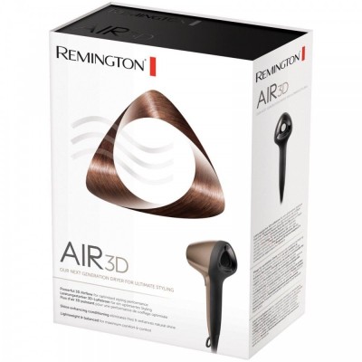 Фен Remington Air3D, 1800Вт, 3 режими, дифузор,турмалінова іоніз-я, хол. обдув, бронзовий (D7777) Фен Remington Air3D, 1800Вт, 3 режими, дифузор,турмалінова іоніз-я, хол. обдув, бронзовий (D7777)
