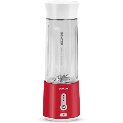 Блендер Sencor портативний для смузі 150Вт, чаша-500мл, USB-C, біло-червоний (SBL134RD)