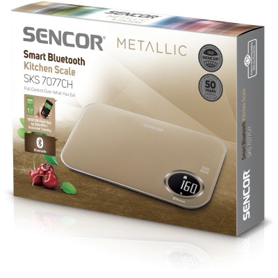 Ваги Sencor кухонні, 5кг, підключення до смартфону, AAAx2, пластик, бронзовий (SKS7077CH)