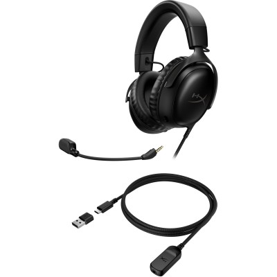 Гарнітура ігрова HyperX Cloud III, mini-jack/USB-A/USB-C, 1.2м/1.3м, чорний (727A8AA)