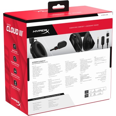Гарнітура ігрова HyperX Cloud III, mini-jack/USB-A/USB-C, 1.2м/1.3м, чорний (727A8AA)