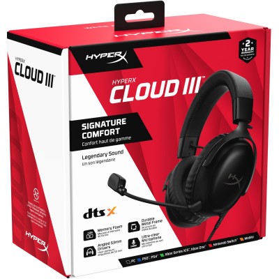 Гарнітура ігрова HyperX Cloud III, mini-jack/USB-A/USB-C, 1.2м/1.3м, чорний (727A8AA)