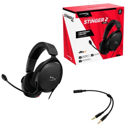 Гарнітура ігрова HyperX Cloud Stinger 2 Core, mini-jack/dual 3.5мм, 2м/0.15м, чорний (683L9AA)