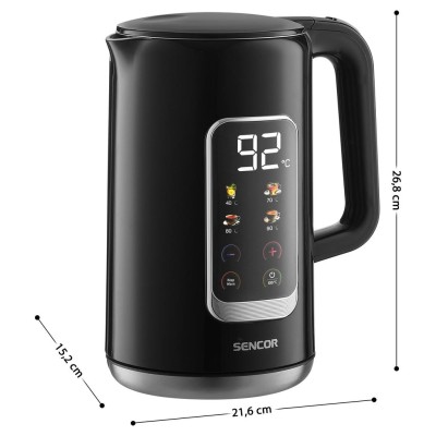 Електрочайник Sencor 1.7л, Strix, LED дисплей, подвійні стінки, сенс. керування, чорний (SWK0951BK) Електрочайник Sencor 1.7л, Strix, LED дисплей, подвійні стінки, сенс. керування, чорний (SWK0951BK)