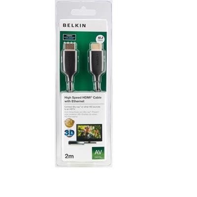 Кабель HDMI (M/M) Belkin 2м, High Speed Ethernet, чорний (F3Y021bt2M)