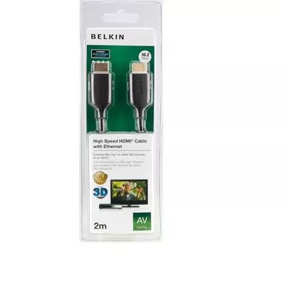 Кабель HDMI (M/M) Belkin 2м, High Speed Ethernet, чорний (F3Y021bt2M)