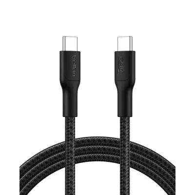 Кабель USB-C > USB-C заряджання/синхронізації Belkin 2м, 240Вт, Type-C, плетений, чорний (CAB025HQ2MBK)