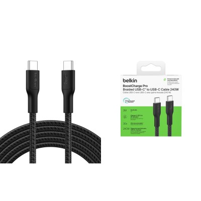 Кабель USB-C > USB-C заряджання/синхронізації Belkin 3м, 240Вт, Type-C, плетений, чорний (CAB025HQ3MBK) Кабель USB-C > USB-C заряджання/синхронізації Belkin 3м, 240Вт, Type-C, плетений, чорний (CAB025HQ3MBK)