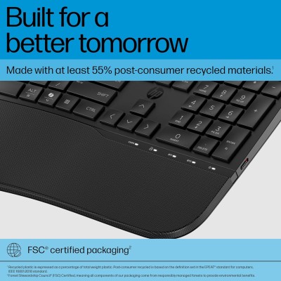 Клавіатура мембранна HP 680 Comfort Dual-Mode 111key, BT, EN/UK, чорний