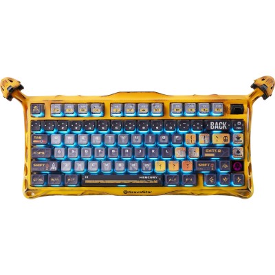 Клавіатура механічна GravaStar Mercury K1 Pro 80keys, GravaStar x Kailh Speedy Mint, BT/WL/USB, жовтий Клавіатура механічна GravaStar Mercury K1 Pro 80keys, GravaStar x Kailh Speedy Mint, BT/WL/USB, жовтий