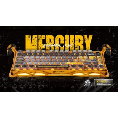 Клавіатура механічна GravaStar Mercury K1 Pro 80keys, GravaStar x Kailh Speedy Mint, BT/WL/USB, жовтий Клавіатура механічна GravaStar Mercury K1 Pro 80keys, GravaStar x Kailh Speedy Mint, BT/WL/USB, жовтий
