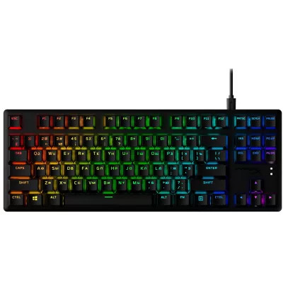 Клавіатура механічна HyperX Alloy Origins Core PBT 87key, AqUK, USB-A, EN/UA, RGB, чорний (639N9AA)