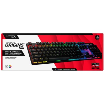 Клавіатура механічна HyperX Alloy Origins PBT 104key, Red, USB-A, EN/UA, RGB, чорний (639N3AA)