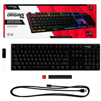 Клавіатура механічна HyperX Alloy Origins PBT 104key, Red, USB-A, EN/UA, RGB, чорний (639N3AA)