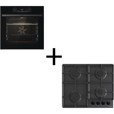 Комплект Gorenje (духовка електрична BO6735E02BK + поверхня газова G641EB), 740147, чорн (SET_BO6735E02BK_G641EB)