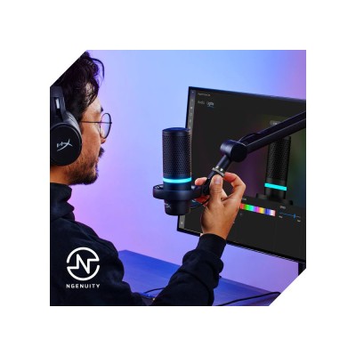 Мікрофон геймінговий HyperX DuoCast, Omni/Bi, USB-A, 2м, NGenuity, RGB, чорний (4P5E2AA)