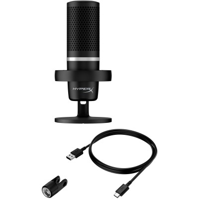 Мікрофон геймінговий HyperX DuoCast, Omni/Bi, USB-A, 2м, NGenuity, RGB, чорний (4P5E2AA)