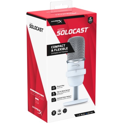 Мікрофон геймінговий HyperX SoloCast, Bi, USB-A, 2м, NGenuity, білий (519T2AA)