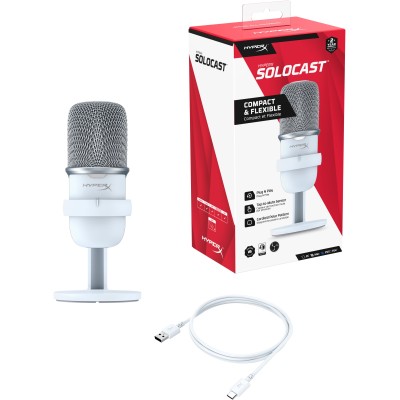 Мікрофон геймінговий HyperX SoloCast, Bi, USB-A, 2м, NGenuity, білий (519T2AA)