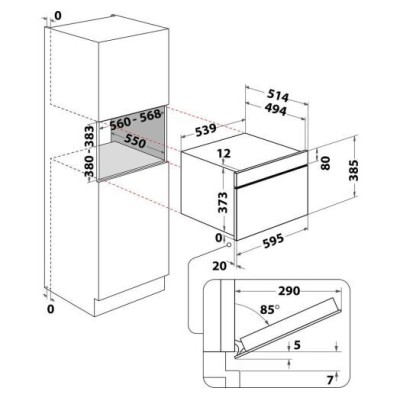 Мікрохвильова піч Whirlpool вбудована, 31л, електронне упр., 1000Вт, гриль, дисплей, конвекція, нерж (W9MD260IXL)
