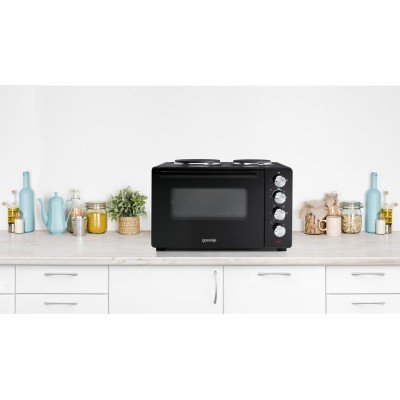 Міні піч Gorenje, 30л, 52x32х40.5см, 2 електричні конф., чорний (OM30GBX)