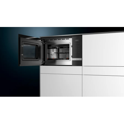 Мікрохвильова піч Siemens вбудована, 25л, електр. керув., 900Вт, гриль, дисплей, нержавіюча сталь (BE555LMS0)