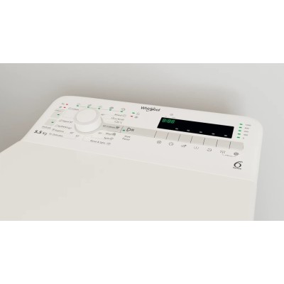 Пральна машина Whirlpool вертикальна, 5,5кг, 1000, A++, 60см, дисплей, білий (TDLR55020SUA)