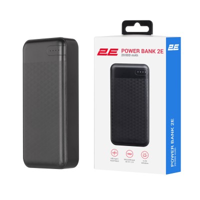 Акумулятор портативний літій-іонний Power Bank 2E 20000мА·год, PD, QC 18Вт, чорний (2E-PB2004PD-BLACK)