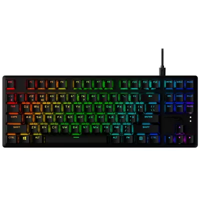 Клавіатура механічна HyperX Alloy Origins Core PBT 87key, Red, USB-A, EN/UA, RGB, чорний (639N7AA)