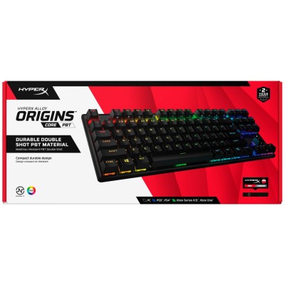 Клавіатура механічна HyperX Alloy Origins Core PBT 87key, Red, USB-A, EN/UA, RGB, чорний (639N7AA) Клавіатура механічна HyperX Alloy Origins Core PBT 87key, Red, USB-A, EN/UA, RGB, чорний (639N7AA)