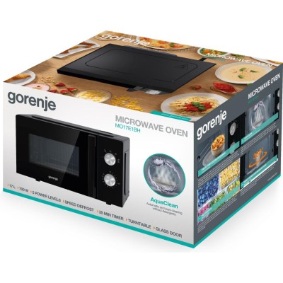 Мікрохвильова піч Gorenje, 17л, мех. керув., 700Вт, чорний (MO17E1BH)