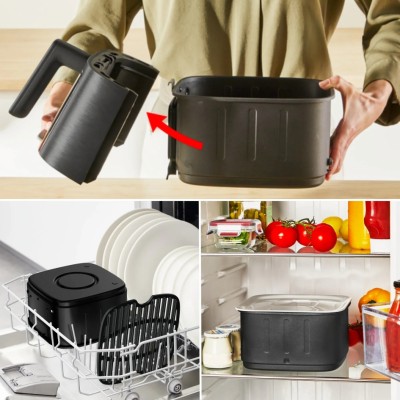 Мультипіч Tefal Easy Fry Silence Vision, 1670Вт, чаша-5л, сенсорне керув., 10 програм, з віконцем, пластик, чорний (EY5568E0)