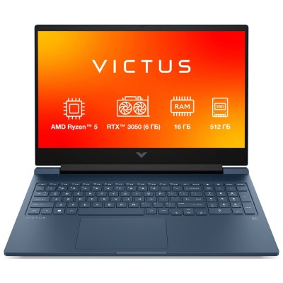 Ноутбук HP Victus 15-fb3021ua 15.6" FHD IPS AG, AMD R5-8645HS, 16GB, F512GB, NVD3050-6, DOS, синій (BF1P1EA) Ноутбук HP Victus 15-fb3021ua 15.6" FHD IPS AG, AMD R5-8645HS, 16GB, F512GB, NVD3050-6, DOS, синій (BF1P1EA)