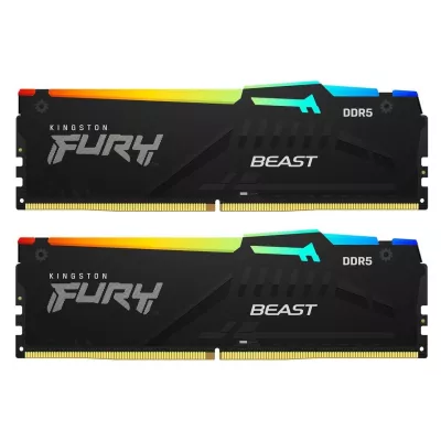 Пам'ять ПК Kingston DDR5 64GB KIT (32GBx2) 5200 FURY Beast RGB (KF552C40BB2AK2-64)