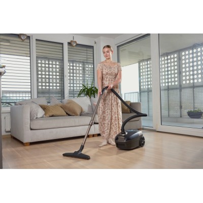 Пилосос Gorenje мішковий, 890Вт, 4л, HEPA, телескоп, LED-дисплей, турбощітка, чорний (VCE48AFBKGO)