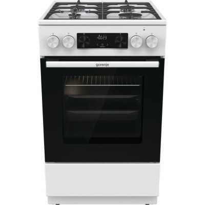 Плита Gorenje комбінована, 70л, 50x60см, дисплей, IconLed, чавун, білий (GK5C43WF)