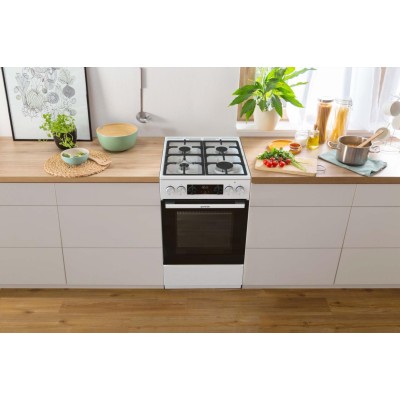 Плита Gorenje комбінована, 70л, 50x60см, дисплей, IconLed, чавун, білий (GK5C43WF)