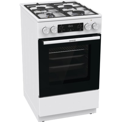 Плита Gorenje комбінована, 70л, 50x60см, дисплей, IconLed, чавун, білий (GK5C43WF)