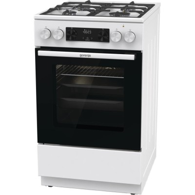 Плита Gorenje комбінована, 70л, 50x60см, дисплей, IconLed, чавун, білий (GK5C43WF)