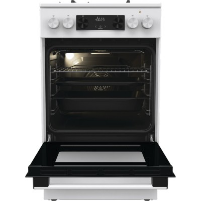 Плита Gorenje комбінована, 70л, 50x60см, дисплей, IconLed, чавун, білий (GK5C43WF)