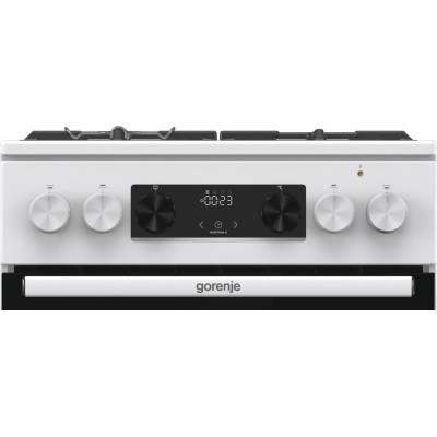 Плита Gorenje комбінована, 70л, 50x60см, дисплей, IconLed, чавун, білий (GK5C43WF)