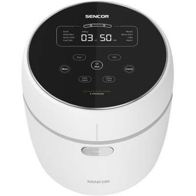 Рисоварка Sencor 350Вт, чаша-0.6л, сенсорне керування, 8 програм, нерж. сталь, пластик, білий (SRM0670WH)