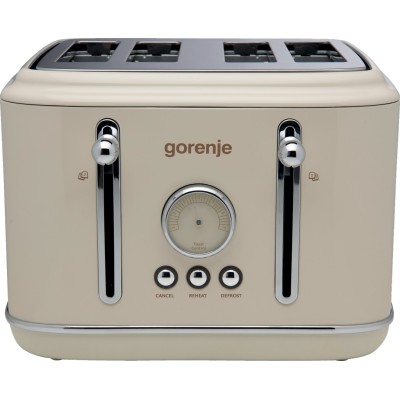 Тостер Gorenje, 950Вт, функц. розморожування, автовідключення, пластик + металл, бежевий (T2300CLIN)