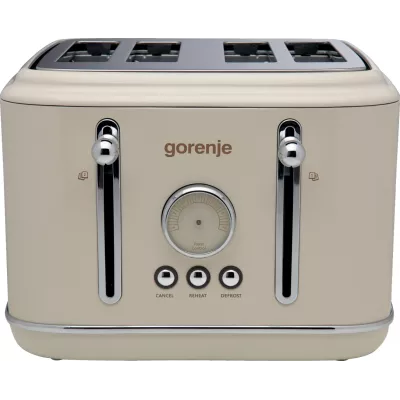 Тостер Gorenje, 950Вт, функц. розморожування, автовідключення, пластик + металл, бежевий (T2300CLIN)