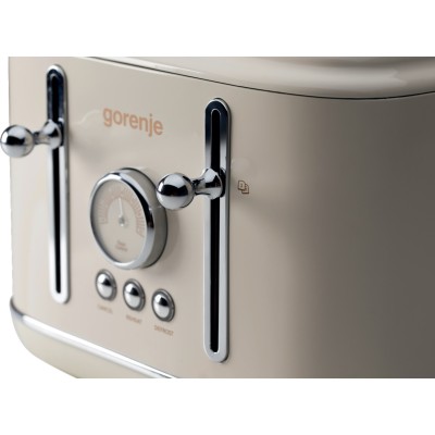 Тостер Gorenje, 950Вт, функц. розморожування, автовідключення, пластик + металл, бежевий (T2300CLIN)