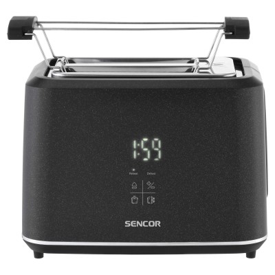 Тостер Sencor 1080Вт, підігрів, розморожування, сенс. керування, LED, пластик, чорний (STS0600BK)