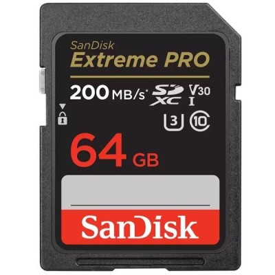 Карта пам'яті SanDisk SD 64GB C10 UHS-I U3 R200/W90MB/s Extreme Pro V30 (SDSDXXU-064G-GN4IN)