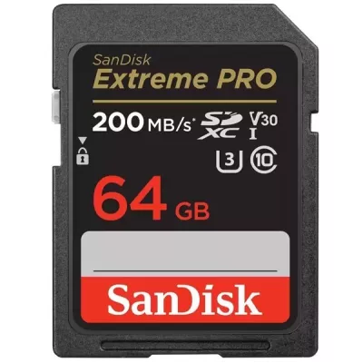 Карта пам'яті SanDisk SD 64GB C10 UHS-I U3 R200/W90MB/s Extreme Pro V30 (SDSDXXU-064G-GN4IN)