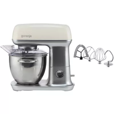 Кухонна машина Gorenje 1000Вт, чаша-метал, корпус-метал, насадок-4, сріблясто-бежевий (MMC1000RL)